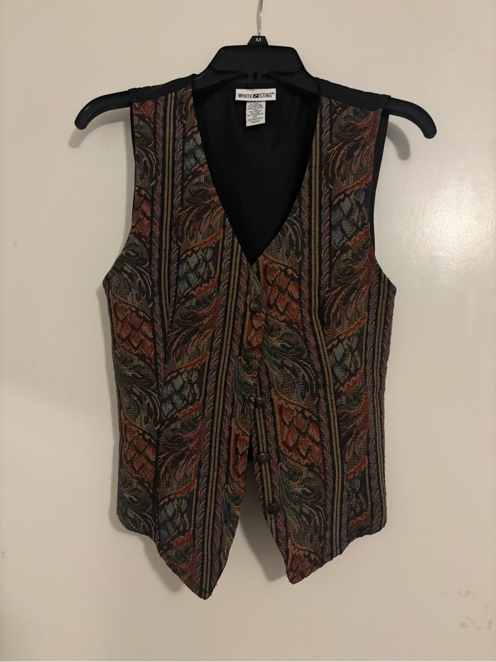 White Stag Brocade Vest in Rust, Olive & Black